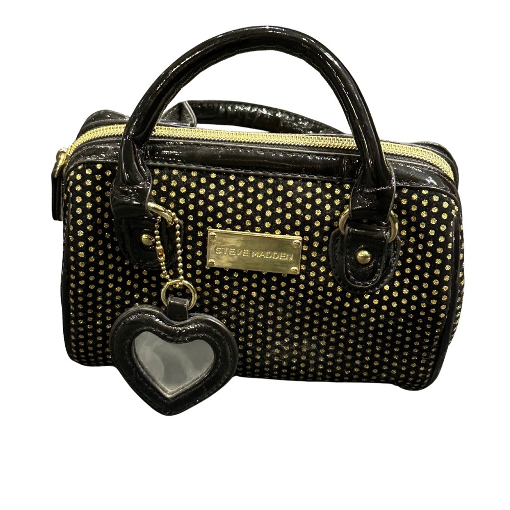 Steve Madden Black and Gold Polka Dot Satchel